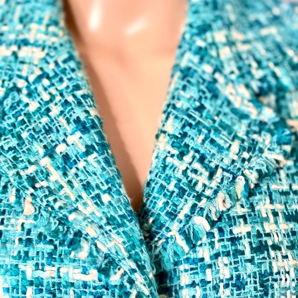 Women's Turquoise Teal Tweed Jacket. Size S - Picture 10 of 16